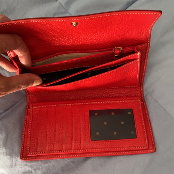 Bright Red Kate Spade Leather Trifold Wallet - Picture 2 of 3